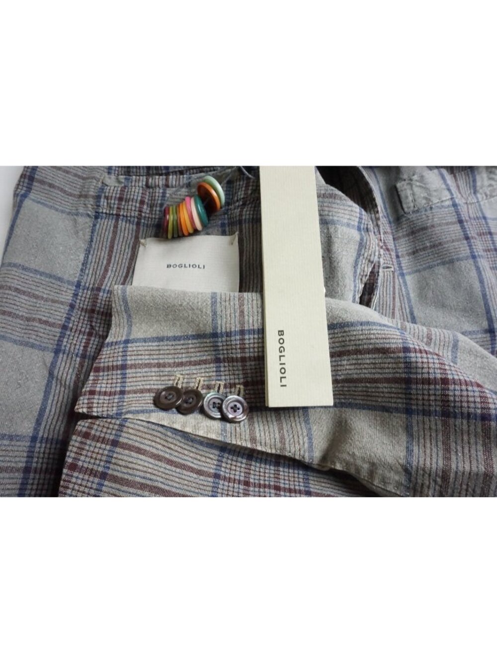 Boglioli K Jacket Linen Blend Gray Plaid Light Sport Coat Jacket 38R US New